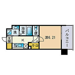 Ｒｕｐｉｅレジデンス九大学研都市2 6階1Kの間取り