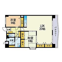 リージェント前原 2LDKの間取図画像