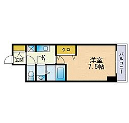 メルヘンローズ学研都市 1Kの間取図画像