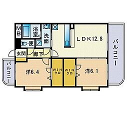 ファルティーユ 2LDKの間取図画像
