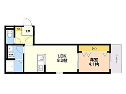 OC周船寺 1LDKの間取図画像