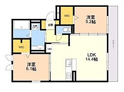 フェリオ 2LDKの間取図画像