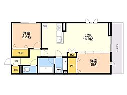 (仮称)DーROOM今宿駅前1丁目 2LDKの間取図画像