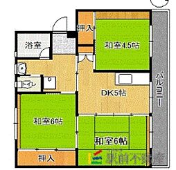ビレッジハウス今宿3棟 2LDKの間取図画像