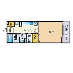 ブライト・パークサイド3 1Kの間取図画像