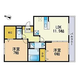 コアロード今宿B 2LDKの間取図画像