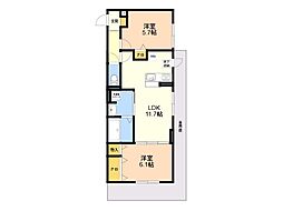 グランドール糸島中央 2LDKの間取図画像