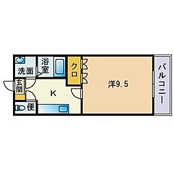 ハーモニーハイツM 1Kの間取図画像
