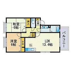 ティアラ横浜B 2LDKの間取図画像