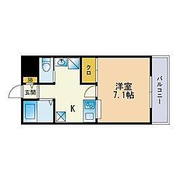 ラ・クール周船寺 1Kの間取図画像