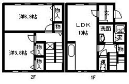 リースランド富士見4 2LDKの間取図画像
