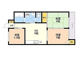 メロディーハイム周船寺 3DKの間取図画像