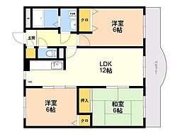 シェルコーポM・N1 3LDKの間取図画像