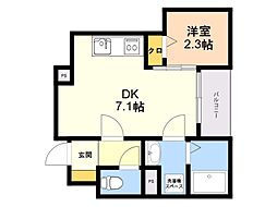 仮称)西区今宿東1丁目B棟新築AP 1DKの間取図画像
