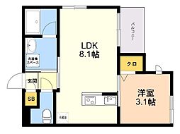 エクシア前原駅 A棟 1LDKの間取図画像