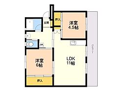ビレッジハウス今宿3棟 3DKの間取図画像
