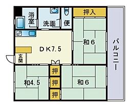 小笹カステリアB 3DKの間取図画像