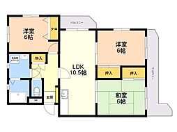 ルミナス城南 2階3LDKの間取り
