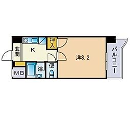 ロマネスク城南第2 3階1Kの間取り