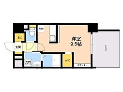 アスミール野芥 1階ワンルームの間取り