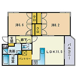 エバシオン長尾 2LDKの間取図画像