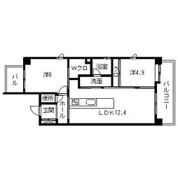 グランドエクセル 2LDKの間取図画像
