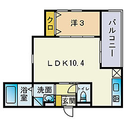 アークトゥルス西南の杜eclat 1LDKの間取図画像