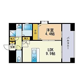 LIBTH-別府 1LDKの間取図画像