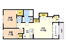 シエル ラフィネ 2LDKの間取図画像