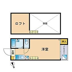 K&I壱番館 ワンルームの間取図画像