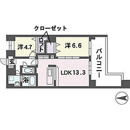 ヴィルコート城南 2LDKの間取図画像