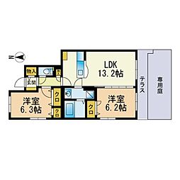 セピアコート弐番館 2LDKの間取図画像