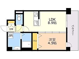 レトワール小笹 1LDKの間取図画像