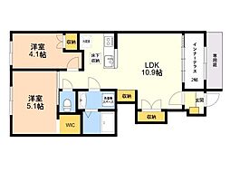 シエル ラフィネ 2LDKの間取図画像