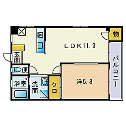 パルク七隈 1LDKの間取図画像