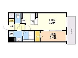 ウッドハーツ 1LDKの間取図画像