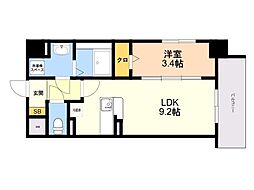 ウッドハーツ 1LDKの間取図画像