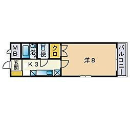 サニーヒル 1Kの間取図画像