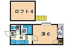 レティーフ田島 1Kの間取図画像
