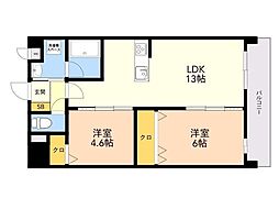 SQUARE友泉亭 2LDKの間取図画像