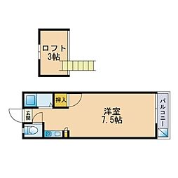 リバティコーポ別府 ワンルームの間取図画像