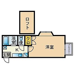 サンヒルズ別府 1DKの間取図画像