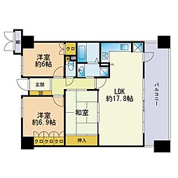 サーパス百道 3LDKの間取図画像