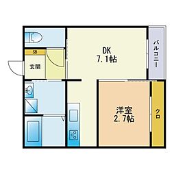Smileax西新axis 1DKの間取図画像