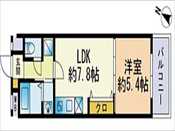ミ・シュール西新 1LDKの間取図画像