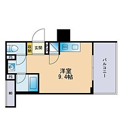レジディア西新 ワンルームの間取図画像