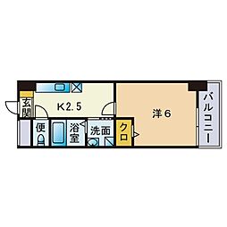 アリエス室見 1Kの間取図画像