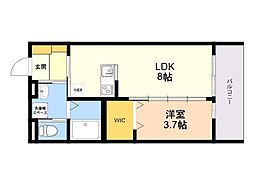 グランソレイユ西新 1LDKの間取図画像