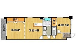 新愛ビル 2LDKの間取図画像