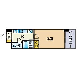 UMIBEビル 1Kの間取図画像